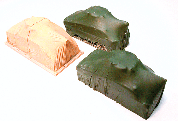 Chooch Enterprises 7256 - Cast Resin Freight Car Load Covered Army Tanks  - HO Scale