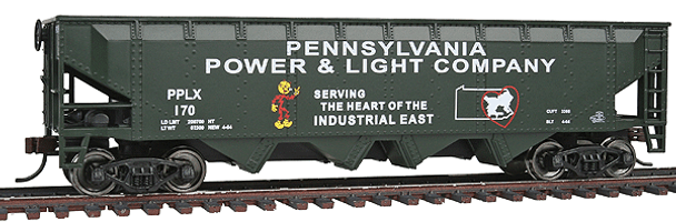 Walthers Trainline 931-1659 - Offset Quad Hopper Pennsylvania Power & Light (PPLX) 170 - HO Scale