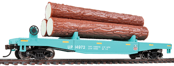 Walthers Trainline 931-1773 - Log Dump Car w/Logs Union Pacific (UP) 14972 - HO Scale
