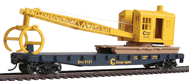 Walthers Trainline 931-1782 - TL Log Crane CHESSIE Baltimore & Ohio (B&O) 9151 - HO Scale