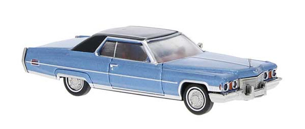 Brekina 18128 - 1972 Cadillac Coupe de Ville  Blue, Black  - HO Scale