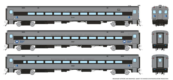Rapido 128553 - Comet Commuter Car MNCR West of Hudson Cab: 5176 Coaches: 5987, 5992 - HO Scale