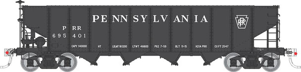 Rapido 178009A-695981 - H21A 4-Bay Hopper Pennsylvania (PRR) 695981 Black Plain Keystone - HO Scale
