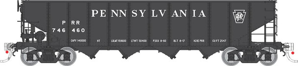Rapido 178010A-747504 - H21E 4-Bay Hopper Pennsylvania (PRR) 747504 Black Plain Keystone - HO Scale