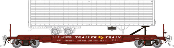 Rapido 138017A-475048 - F30D 50' TOFC Flat Car w/trailer Trailer Train (TTX) 475048 - HO Scale
