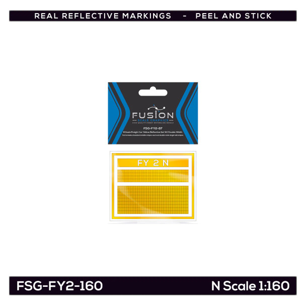 Fusion Scale Graphics FY2-160 - Railroad Freight Car Yellow Reflective Markings Set W/ Double Width Stripes  - N Scale