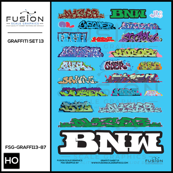 Fusion Scale Graphics GRAFF113-87 - Graffiti Decal Set 13  - HO Scale