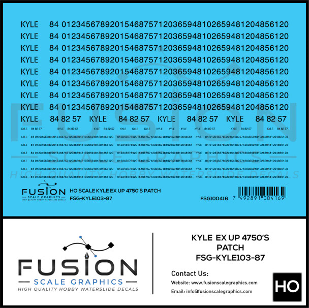 Fusion Scale Graphics KYLE103-87 - KYLE EX UP 4750 Covered Hopper Patch Set  - HO Scale