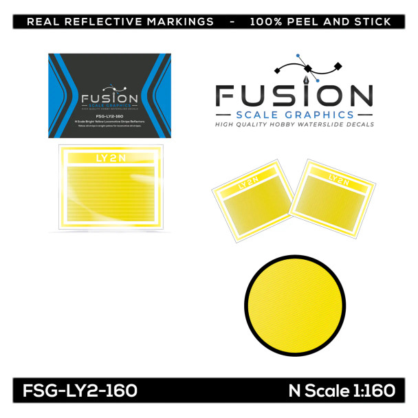 Fusion Scale Graphics LY2-160 - Railroad Locomotive Bright Yellow Reflective Sill Stripes Set  - N Scale