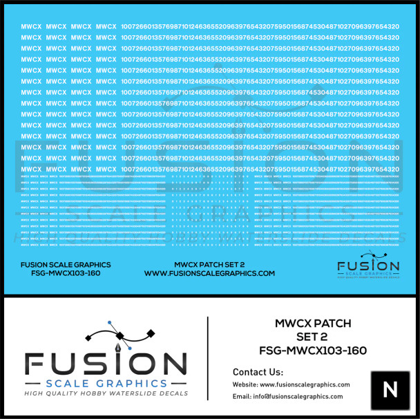 Fusion Scale Graphics MWCX103-160 - MWCX Freight Car Patching Decal Set 2  - N Scale