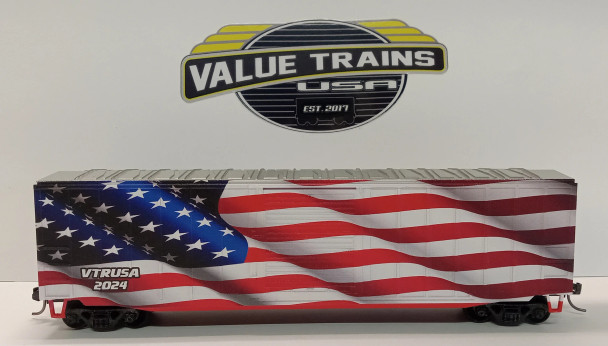 Value Trains USA HO10045 - ACF 50'6" Boxcar Waving American Flag Special Edition 2024 - HO Scale