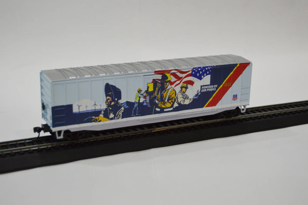 Value Trains USA HO10054 - ACF 50'6" Boxcar Powered By Our People Scheme Box Car Union Pacific (UP) 1111 - HO Scale