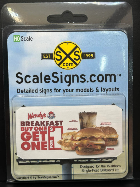 ScaleSigns HO-1600-002-v01 - Billboard Sign Insert Wendy's  - HO Scale