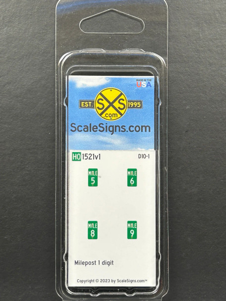 ScaleSigns HO-1500-021-v01 - Milepost 1 digit  - HO Scale