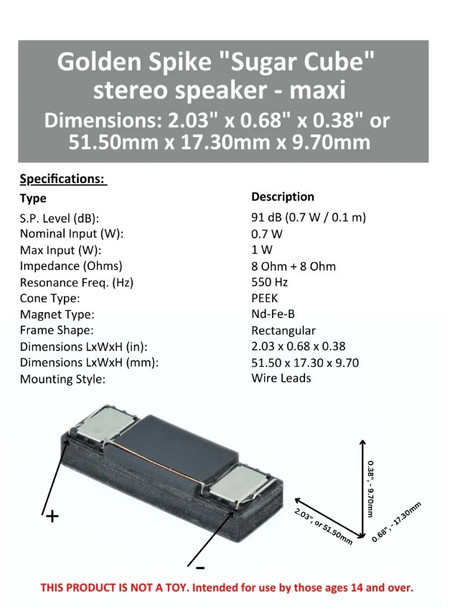 Golden Spike GS15112H203 - Sugar Cube Stereo Speaker “maxi” - 8 Ohm  - Multi Scale