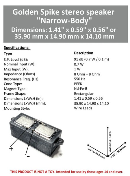 Golden Spike GS15112H303 - Stereo Speaker “narrow-body” - 8 Ohm  - Multi Scale