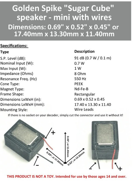 Golden Spike GS1511H11W8 - Sugar Cube Speaker “mini” (with wires) - 8 Ohm  - Multi Scale