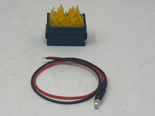 Model Scenery World N010 - Dumpster Fire with LED - Green/Red  - N Scale