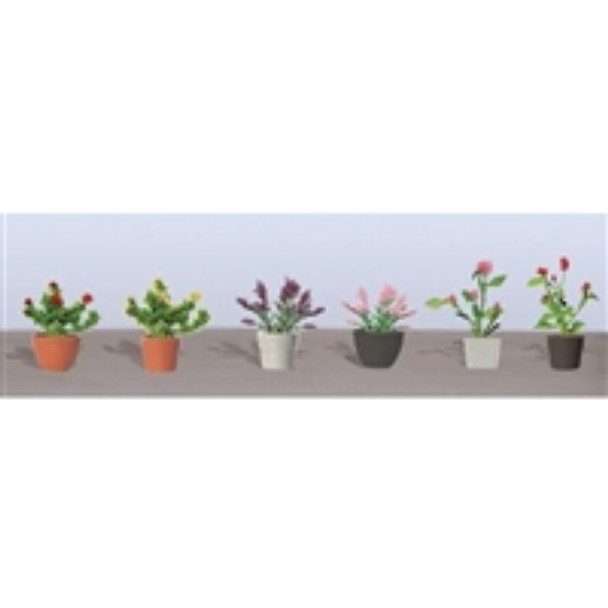 JTT 595565 - Flower Plants Potted Assortment: #1 - 6/pk    - HO Scale