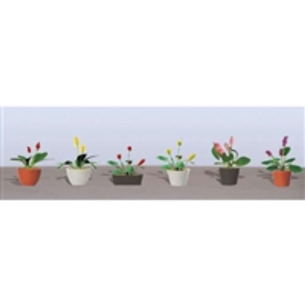 JTT 595569 - Flower Plants Potted Assortment: #3 - 6/pk    - HO Scale