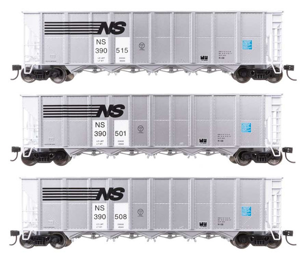 Walthers Mainline 910-56877 - 50' RD-4 Hopper 3-Pack Norfolk Southern (NS) 390501, 390508, 390515 - HO Scale