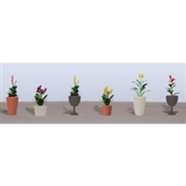 JTT 595571 - Flower Plants Potted Assortment: #4 - 6/pk    - HO Scale