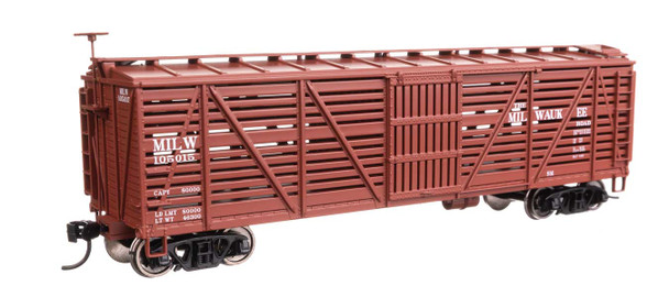 Walthers Mainline 910-41460 - 40' Wood Stock Car Milwaukee Road (MILW) 105015 - HO Scale