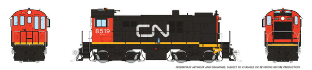 PRE-ORDER: Rapido 36516 - MLW S-13 (DCC and Sound) Canadian National (CN) Noodle w/ Red Cab: #8519 - HO Scale