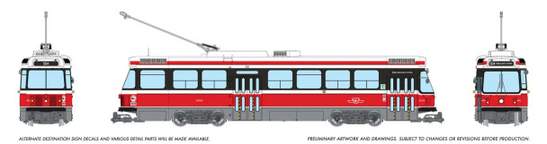 PRE-ORDER: Rapido 702001 - TTC Canadian Light Rail Vehicle (DC Silent) Toronto TTC Early Version: #4004 - HO Scale