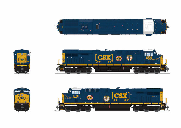 PRE-ORDER: Broadway Limited 9867 - GE ES44AC (DC Silent) CSX (CSXT) 3099 - HO Scale