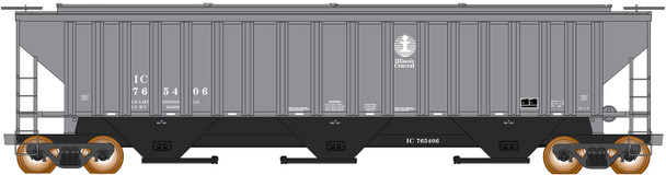InterMountain 653125-04 - PS 4750 Cu Ft 3-Bay Hopper Illinois Central (IC) 765833 - N Scale