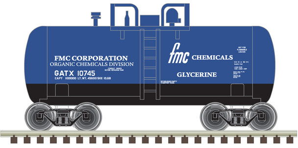 Atlas Trainman 50006875 - Beer Can Shorty Tank Car FMC Chemicals (GATX) 10744 - N Scale