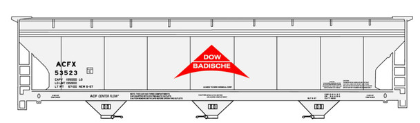 Accurail 81761 - Dow Badische 3-Bay ACF Covered Hopper American Car & Foundry (ACFX) 53523 - HO Scale Kit