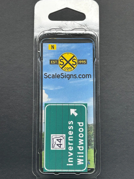 ScaleSigns N-1800-023-06 - Highway Sign 44 Inverness Wildwood  - N Scale