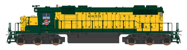 PRE-ORDER: InterMountain 493302(S)-03 - EMD SD38-2 (DCC and Sound) Chicago & Northwestern (CNW) 6657 - HO Scale