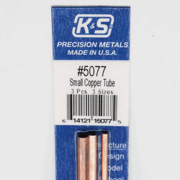 K&S Precision Metal 5077 - Bendable Copper Tube 3/32, 5/32, 1/8 x 12" long    -