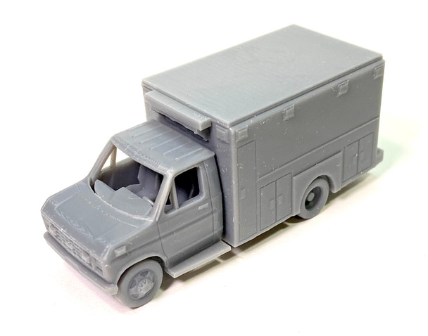 Showcase Miniatures/MadAboutCars J22HO-C - '74 - '91 "F" E Series Ambulance  - HO Scale