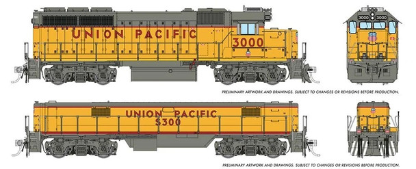 Rapido 40029 - EMD GP40 Mother+Slug (DC Silent) Union Pacific (UP) 3000 + S-300 - HO Scale