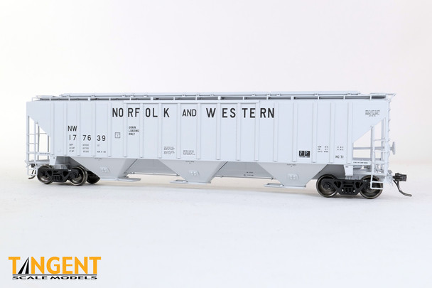 Tangent Scale Models 36222-12 - NW Roanoke Shops 4750CuFt Covered Hopper Norfolk & Western (NW) 177698 “Claytor Repaint HC-71” 1986+ - HO Scale