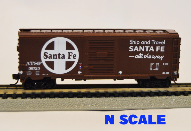 Value Trains USA N40-300-39723 - 40' PS-1 Boxcar Atchison, Topeka and Santa Fe (ATSF) Brown "All The Way" Scheme 39723 - N Scale