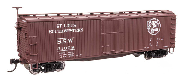 Walthers Mainline 910-40203 - 40' Double Sheathed Wood Boxcar Cotton Belt St. Louis Southwestern (SSW) 31009 - HO Scale