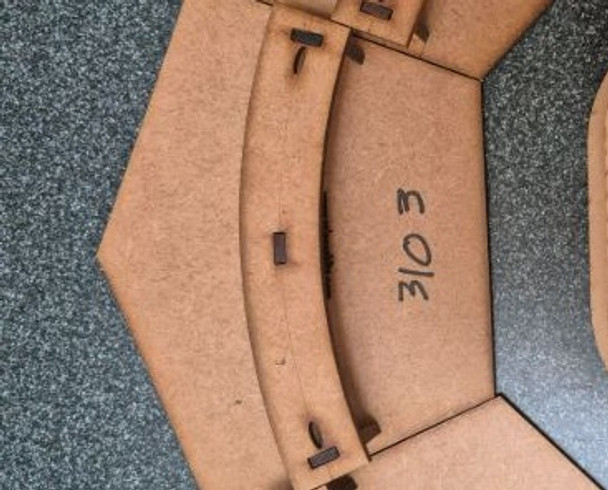 RslaserKits 3103 - Pocket Module System - 183mm Corner Module with Centered Track   - N Scale Kit