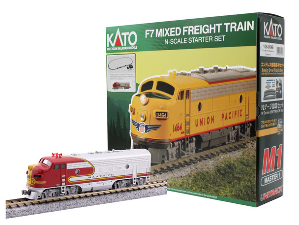 Kato 106-0049 - F7 Freight Train Starter Set (DC Silent) Atchison, Topeka and Santa Fe (ATSF)  - N Scale