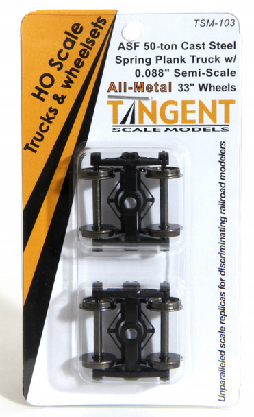 Tangent Scale Models 103 - 50-Ton ASF Cast Steel Spring Plank trucks with Semi-Scale All-Metal Precision Wheelsets  - HO Scale