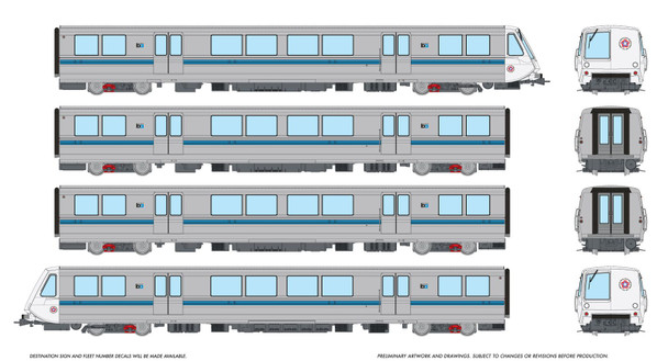 PRE-ORDER: Rapido 204507 - A-B-B-A Train (DCC and Sound) Bay Area Rapid Transit (BART) Bicentennial Logo - HO Scale