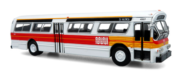 Iconic Replicas 87-0596 - Flxible 53102 Transit Bus: San Francisco MUNI - Landor Scheme  - HO Scale