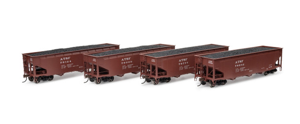Athearn 33079 - 40' Offset Coal Hopper w/Load Atchison, Topeka and Santa Fe (ATSF) 4-pack - HO Scale