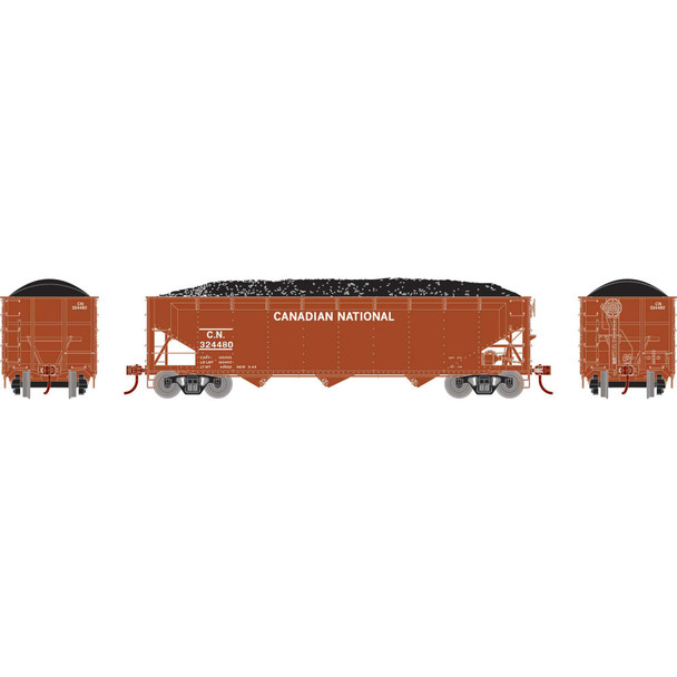 Athearn 33083 - 40' Offset Coal Hopper w/Load Canadian National (CN) 324480 - HO Scale