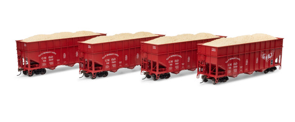 Athearn 1290 - 40' Wood Chip Hopper w/Load Gulf Mobile and Ohio (GM&O) 82507/82512/82526/82539 - HO Scale