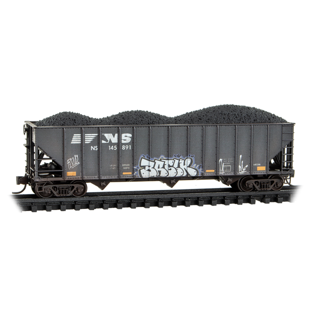 Micro-Trains Line 98305104 - 100-Ton 3-Bay Open Hoppers  Weathered 3-Pack Norfolk Southern (NS) 145649, 145891, 145998 - N Scale